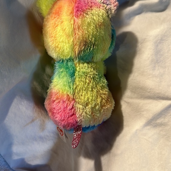 TY “Rodney” Collectible Rainbow /Pink Sparkle Accents Stuffed Animal BIG EYES - Picture 2 of 7